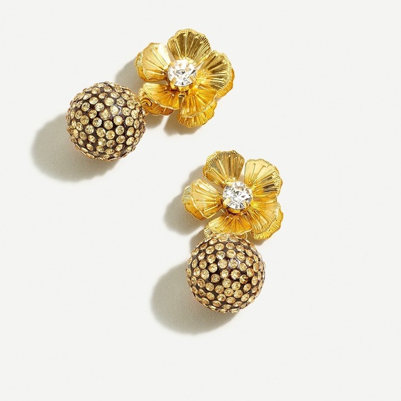 J. Crew Jewelry - JCREW Tropical Pave’ Drop Earrings NWT OS Gold